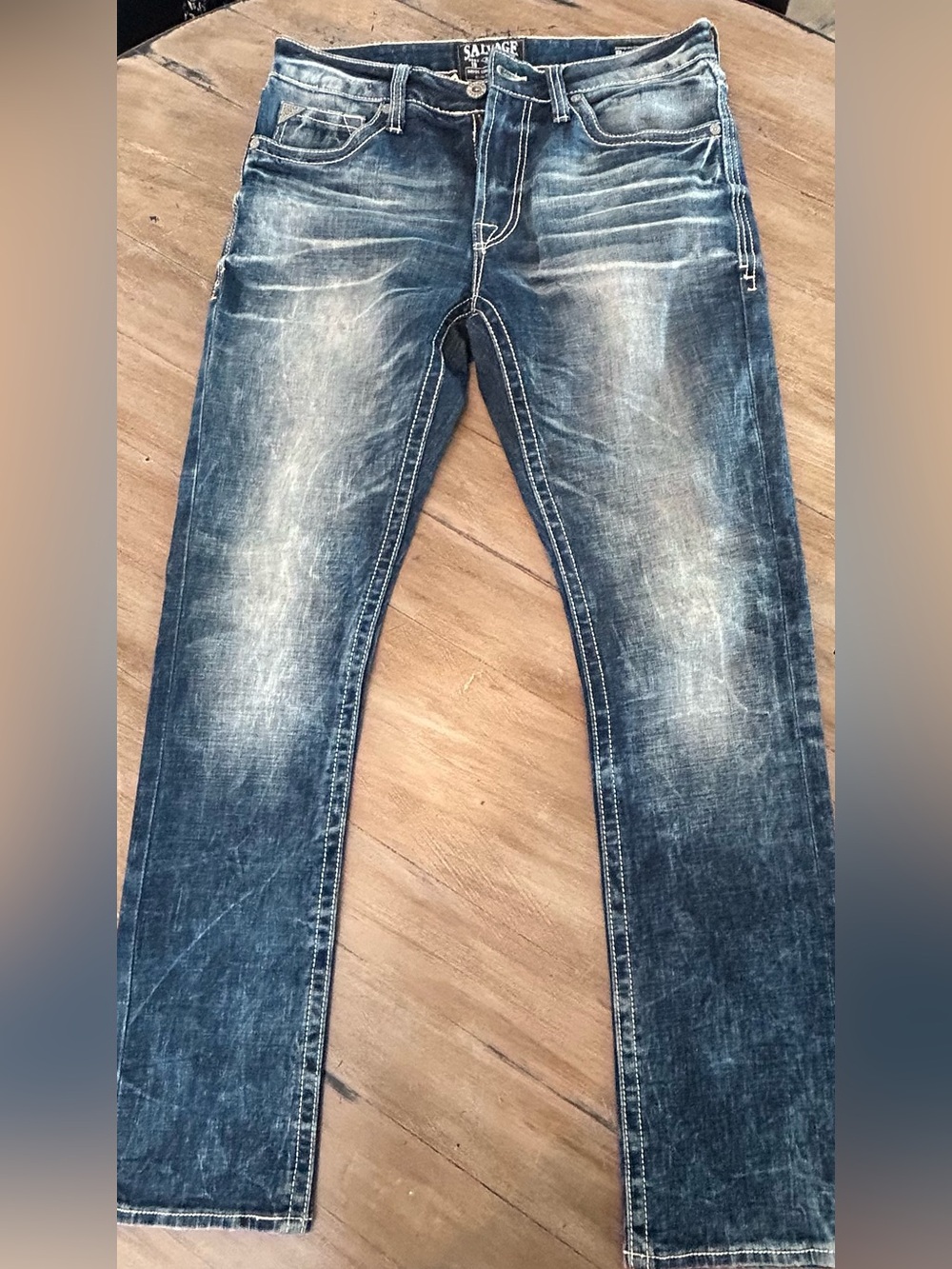 Salvage Men's Distressed Blue Slim-Straight Jeans